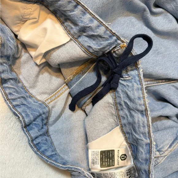 Levi's Light Blue Cullote Baggy Jeans Cropped Sz M Drawstring Retro Festival - Picture 8 of 9
